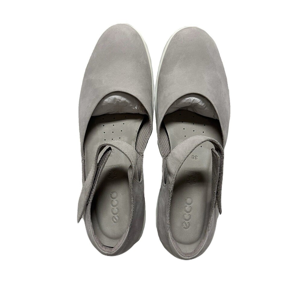 NEW ECCO Felicia Womens Size 38 / 7-7.5 Grey Rose Nubuck Leather Mary Jane Wedge - Picture 5 of 8